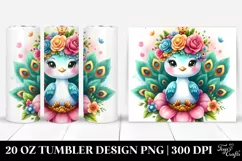 Cute Cartoon-Style Peacock 20 Oz Tumbler Product Image 1