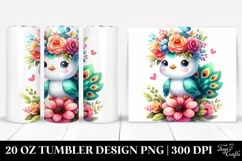 Cute Cartoon-Style Peacock 20 Oz Tumbler Product Image 1