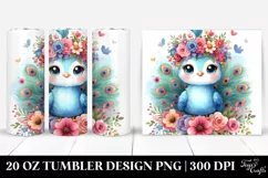 Cute Cartoon-Style Peacock 20 Oz Tumbler Product Image 1