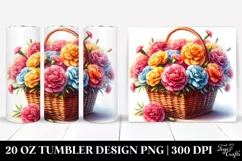 20 Oz Tumbler Sublimation | Colorful Watercolor Basket with Product Image 1