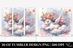 Baby Unicorn Tumbling with Spring Petals | 20 oz Tumbler Product Image 1