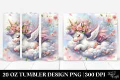Baby Unicorn Tumbling with Spring Petals | 20 oz Tumbler Product Image 1