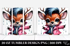 Cute Baby Deer Dressed for Rain, Transparent 20 Oz Tumbler Product Image 1
