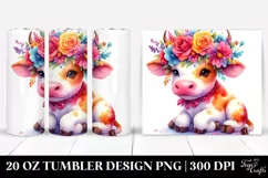 Cute Cartoon-Style Cow 20 Oz Tumbler Product Image 1