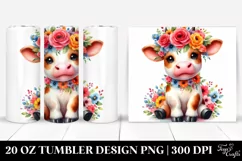 Cute Cartoon-Style Cow 20 Oz Tumbler Product Image 1