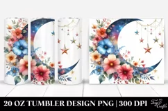 Vibrant Flowers, Half Moon Stars | 20 oz Tumbler Product Image 1