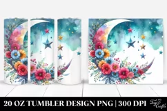 Vibrant Flowers, Half Moon Stars | 20 oz Tumbler Product Image 1