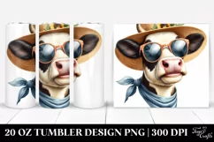 Smiling Cow Portrait with Sun Hat and Sunglasses | 20 oz Product Image 1