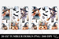 Watercolor Funny Witch, Transparent 20 Oz Tumbler Product Image 1