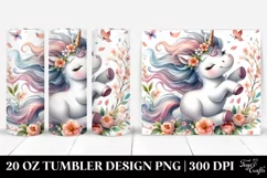 Digital Painting Pastel Baby Unicorn Tumbling Spring Petals Product Image 1