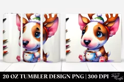 Watercolor Bull Terrier with Reindeer Horns, Transparent 20 Product Image 1