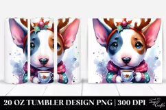 Watercolor Bull Terrier with Reindeer Horns, Transparent 20 Product Image 1