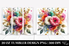 Colorful Watercolor Bouquet Gold Foil Gerbera | 20 Oz Product Image 1