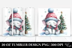 Cute Baby Elephant with Christmas Tree, Clipart 20 Oz Product Image 1