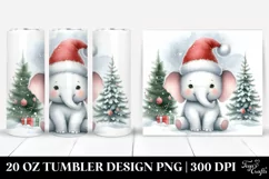 Cute Baby Elephant with Christmas Tree, Clipart 20 Oz Product Image 1
