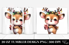 Watercolor Deer with Christmas Lights, Transparent 20 Oz Product Image 1