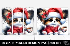 Watercolor Papillon with Santa Hat, Transparent 20 Oz Product Image 1