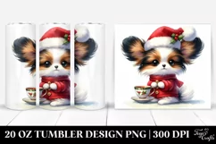 Watercolor Papillon with Santa Hat, Transparent 20 Oz Product Image 1