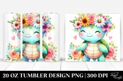 Cartoon-Style Turtle Flower Tumbler Product Image 1