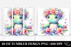 Cartoon-Style Turtle Flower Tumbler Product Image 1