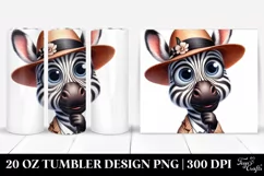 Watercolor Zebra Big Eyes Caricature Hat | 20 oz Tumbler Product Image 1