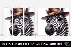 Watercolor Zebra Big Eyes Caricature Hat | 20 oz Tumbler Product Image 1