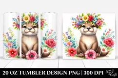 Cute Watercolor Otter Flower Tumbler Product Image 1