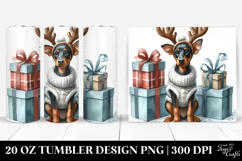 Watercolor Doberman Pinscher with Reindeer Horns, Product Image 1