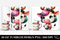 Watercolor Cow with Reindeer Horns, Transparent 20 Oz Product Image 1