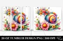 Cartoon-style Watercolor Snail, Flower Crown | 20 oz Tumbler Product Image 1