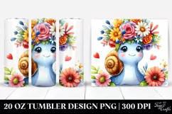Cartoon-style Watercolor Snail, Flower Crown | 20 oz Tumbler Product Image 1