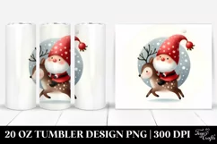 Cute Christmas Gnome Riding a Deer 20 Oz Tumbler Product Image 1