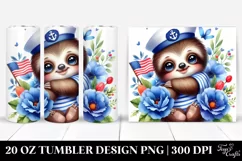 Colorful Small Sloth Cuddling Sailor | 20 Oz Tumbler Product Image 1