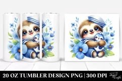 Colorful Small Sloth Cuddling Sailor | 20 Oz Tumbler Product Image 1