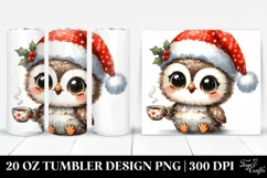 Watercolor Owl with Santa Hat, Transparent 20 Oz Tumbler Product Image 1