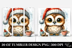 Watercolor Owl with Santa Hat, Transparent 20 Oz Tumbler Product Image 1