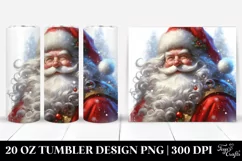 Glittery Santa Portrait Clipart, Transparent 20 Oz Tumbler Product Image 1