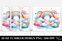 Colorful Pastel Rainbow with Clouds | 20 Oz Tumbler Product Image 1