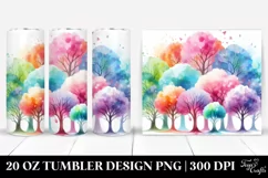 Colorful Pastel Rainbow Trees Watercolor | 20 oz Tumbler Product Image 1