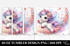 Cute Baby Unicorn Tumbling with Spring Petals | 20 oz Product Image 1