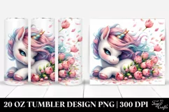 Cute Baby Unicorn Tumbling with Spring Petals | 20 Oz Product Image 1