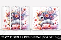 Cute Baby Unicorn Tumbling with Spring Petals | 20 Oz Product Image 1