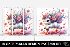 Cute Baby Unicorn Tumbling with Spring Petals | 20 Oz Product Image 1