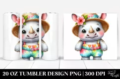 Colorful Cute Baby Rhino Dressed for Summer | 20 Oz Tumbler Product Image 1