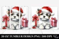 Watercolor Maltese with Santa Hat, Transparent 20 Oz Tumbler Product Image 1