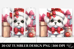 Watercolor Maltese with Santa Hat, Transparent 20 Oz Tumbler Product Image 1