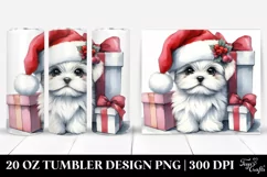 Watercolor Maltese with Santa Hat, Transparent 20 Oz Tumbler Product Image 1