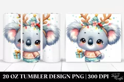 Watercolor Koala with Reindeer Horns, Transparent 20 Oz Product Image 1
