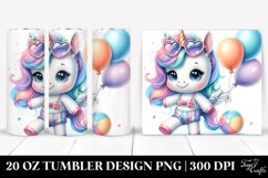 Cute Baby Unicorn with Beachwear and Balloons | 20 Oz Product Image 1
