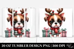 Watercolor Boxer with Reindeer Horns, Transparent 20 Oz Product Image 1